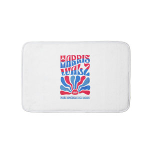 Harris Walz 2024  Boho Groovy Retro rood Blu Badmat