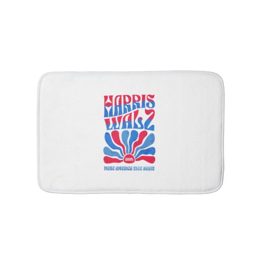 Harris Walz 2024 Boho Groovy Retro rood Blu Badmat (Voorkant)