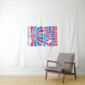Harris Walz 2024  Boho Groovy Retro rood Blu Wandkleed (In Situ (horizontaal))