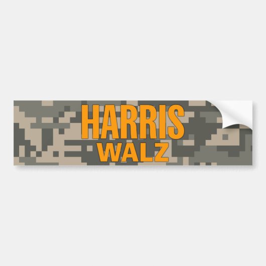 Harris Walz 2024 Camo Bumpersticker (Voorkant)