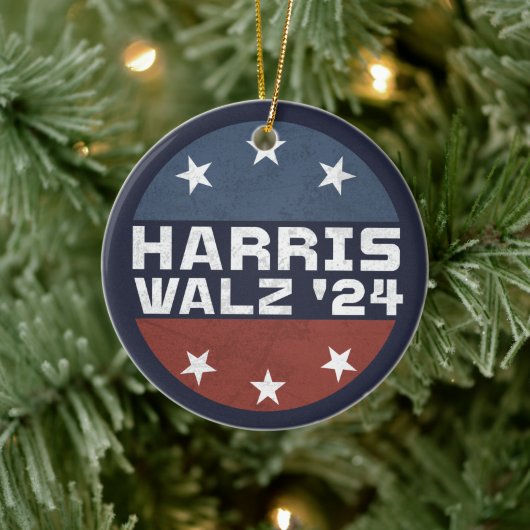 Harris Walz 2024 Campagne Verenigde Staten Vlag Keramisch Ornament (Boom)