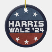 Harris Walz 2024 Campagne Verenigde Staten Vlag Keramisch Ornament (Achterkant)