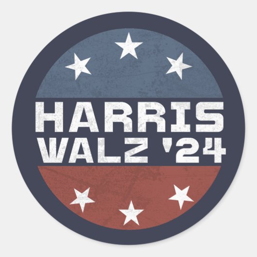 Harris Walz 2024 Campagne Verenigde Staten Vlag Ronde Sticker (Voorkant)