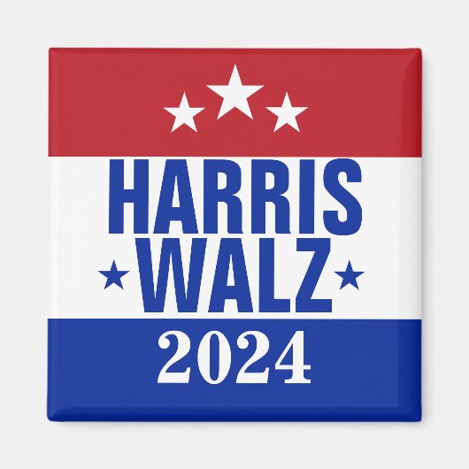Harris Walz 2024 Campaign Red Blue Magneet (Voorkant)