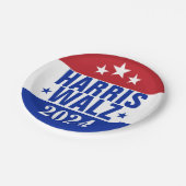 Harris Walz 2024 Campaign Red Blue Papieren Bordje (Gekanteld)