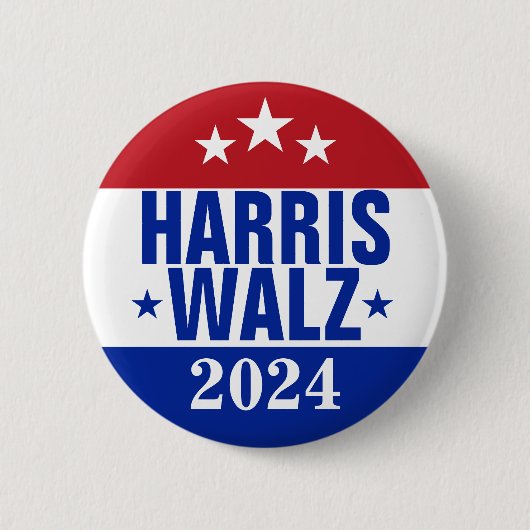 Harris Walz 2024 Campaign Red Blue Ronde Button 5,7 Cm (Voorkant)