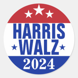 Harris Walz 2024 Campaign Red Blue Ronde Sticker