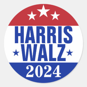 Harris Walz 2024 Campaign Red Blue Ronde Sticker