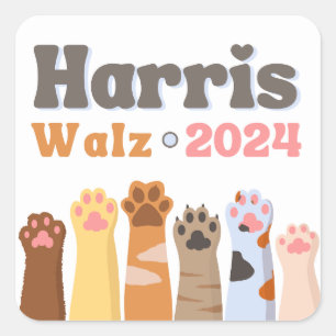 Harris Walz 2024 Cat Ladies Democraat Verkiezing Vierkante Sticker