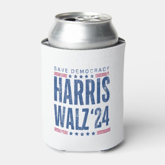 Harris Walz 2024 - De democratie redden Blikjeskoeler (Blikje Voorkant)