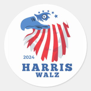 Harris Walz 2024 Democratische Partij Verkiezing Ronde Sticker