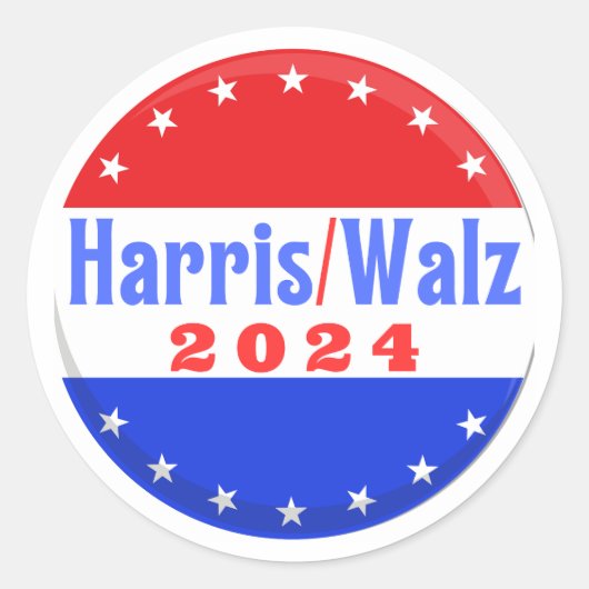 Harris Walz 2024 Democratische Partij Verkiezing Ronde Sticker (Voorkant)