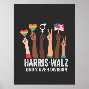 Harris Walz 2024 Eenheid over divisie LGBT verkiez Poster