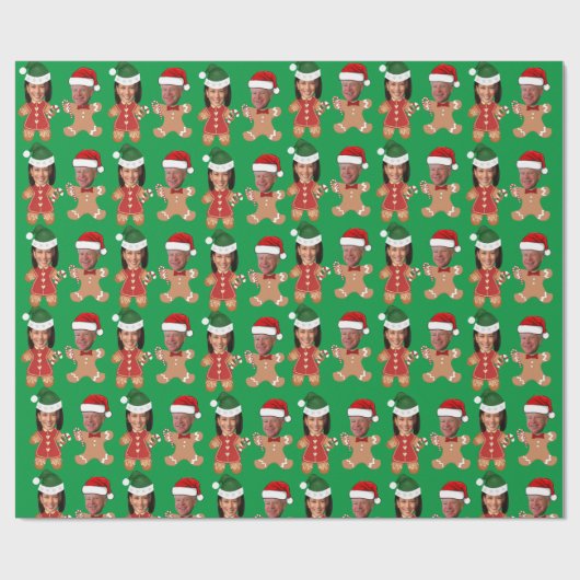Harris Walz 2024 Gezicht Gingerbread Kerstmis Cadeaupapier (Vlak)