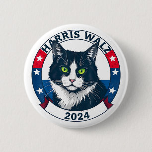 Harris Walz 2024 Grappige Kat Verkiezing Kamala Ha Ronde Button 5,7 Cm