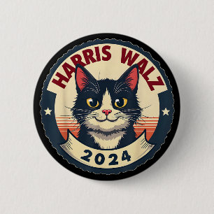 Harris Walz 2024 Grappige Kat Verkiezing Kamala Ha Ronde Button 5,7 Cm