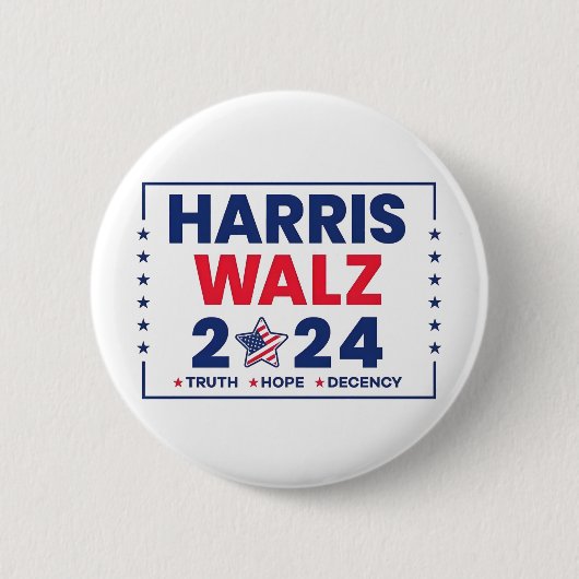 Harris Walz 2024 | Harris Walz Ronde Button 5,7 Cm (Voorkant)