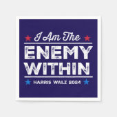 Harris Walz 2024 Ik ben de vijand in blauw Servet (Voorkant)