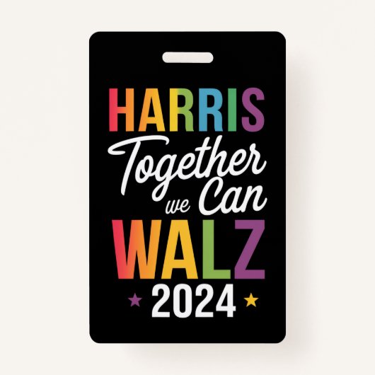 Harris Walz 2024 Kamala Samen kunnen we LGBT Badge (Voorkant)