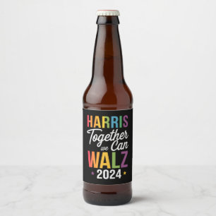 Harris Walz 2024 Kamala Samen Kunnen We LGBT Bier Etiket