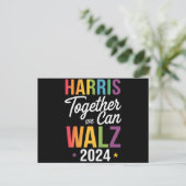 Harris Walz 2024 Kamala Samen kunnen we LGBT Briefkaart (Staand voorkant)