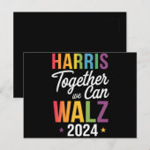 Harris Walz 2024 Kamala Samen kunnen we LGBT Briefkaart (Voorkant / Achterkant)
