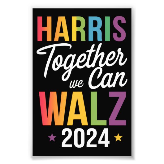 Harris Walz 2024 Kamala Samen kunnen we LGBT Foto Afdruk (Voorkant)