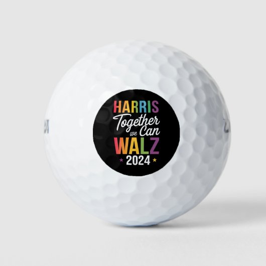 Harris Walz 2024 Kamala Samen kunnen we LGBT Golfballen (Voorkant)
