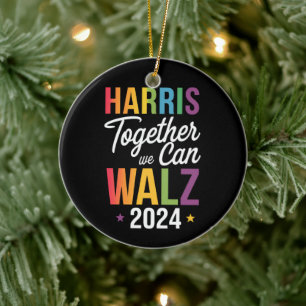 Harris Walz 2024 Kamala Samen Kunnen We LGBT Keramisch Ornament