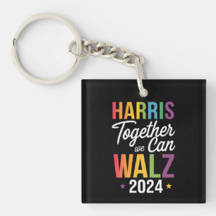 Harris Walz 2024 Kamala Samen kunnen we LGBT Sleutelhanger