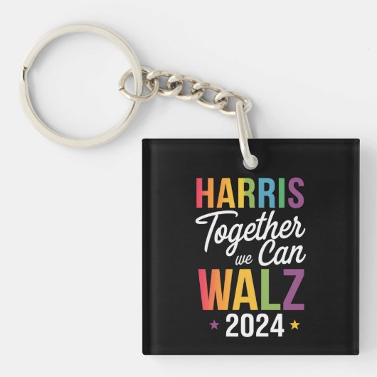 Harris Walz 2024 Kamala Samen kunnen we LGBT Sleutelhanger (Voorkant)