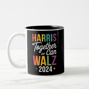Harris Walz 2024 Kamala Samen kunnen we LGBT Tweekleurige Koffiemok