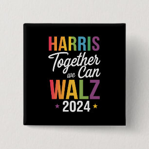 Harris Walz 2024 Kamala Samen Kunnen We LGBT Vierkante Button 5,1 Cm