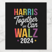 Harris Walz 2024 Kamala Samen kunnen we LGBT Wijn Etiket (Enkel label)