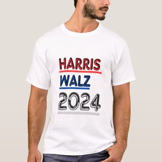 Harris Walz 2024 Kamala voor president T-shirts (Voorkant)
