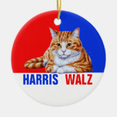 Harris Walz 2024 - Kat rood blauw Keramisch Ornament (Voorkant)