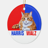 Harris Walz 2024 - Kat rood blauw Keramisch Ornament (Links)