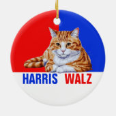 Harris Walz 2024 - Kat rood blauw Keramisch Ornament (Achterkant)