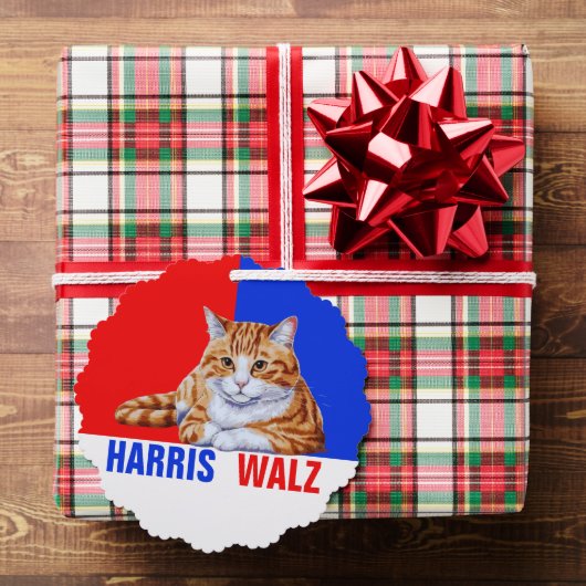 Harris Walz 2024 - Kat rood blauw Ornament Kaart (Insitu (Geschenk))