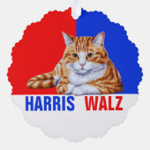 Harris Walz 2024 - Kat rood blauw Ornament Kaart (Achterkant)