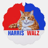 Harris Walz 2024 - Kat rood blauw Ornament Kaart (Voorkant)