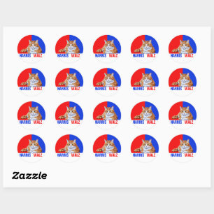 Harris Walz 2024 - Kat rood blauw Ronde Sticker