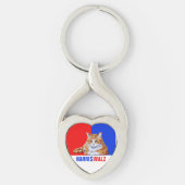 Harris Walz 2024 - Kat rood blauw Sleutelhanger (Voorkant)
