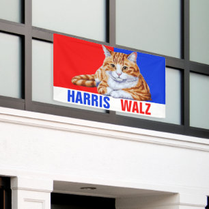 Harris Walz 2024 - Kat rood blauw Spandoek