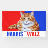 Harris Walz 2024 - Kat rood blauw Spandoek (Horizontaal)