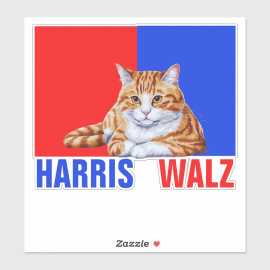 Harris Walz 2024 - Kat rood blauw Sticker (Vel)