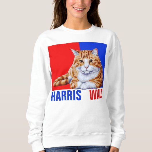 Harris Walz 2024 - Kat rood blauw Trui (Voorkant)