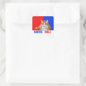 Harris Walz 2024 - Kat rood blauw Vierkante Sticker (Tas)