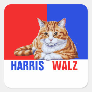 Harris Walz 2024 - Kat rood blauw Vierkante Sticker