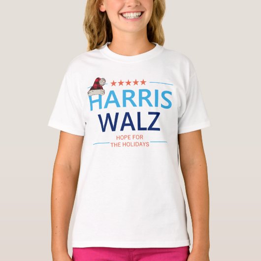 Harris Walz 2024 Kersthoop voor de Feestdagen T-shirt (Voorkant)